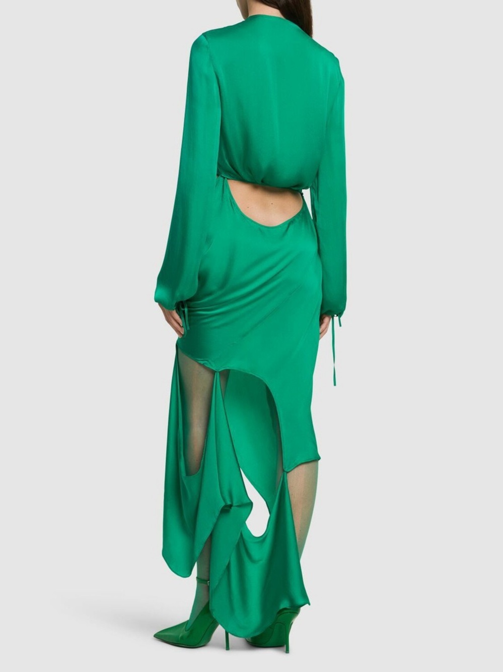 NWT ACNE STUDIOS SILK CUT OUT DRESS KELLY GREEN - Picture 2 of 5